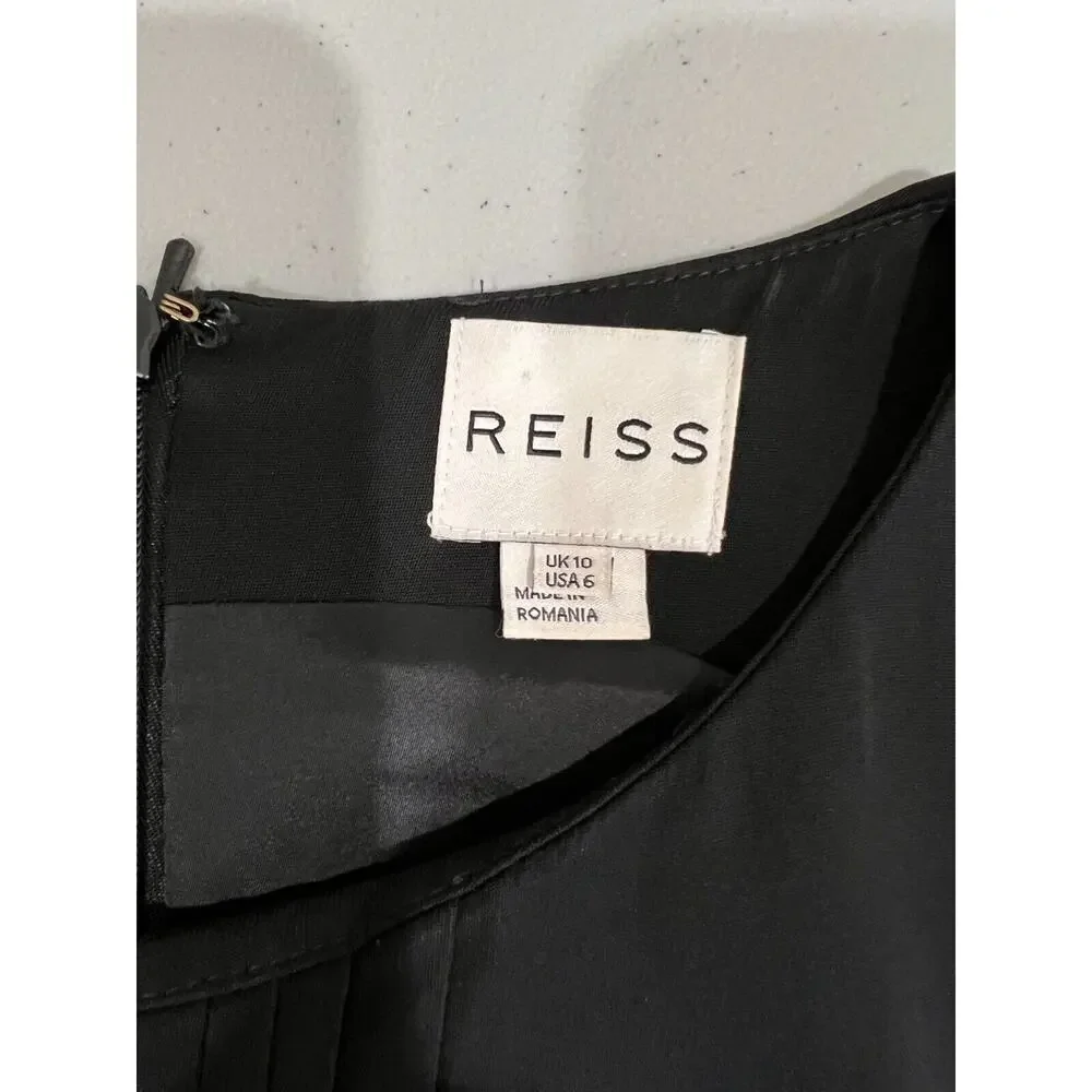 Reiss Sheath‎ Dress Pleated Front Black Pockets 6 Career Work Funeral